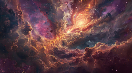 Wall Mural - An intergalactic portal opening in the heart of a nebula, offering a gateway to uncharted worlds.