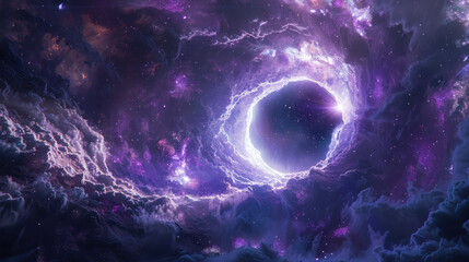 Wall Mural - An intergalactic portal opening in the heart of a nebula, offering a gateway to uncharted worlds.