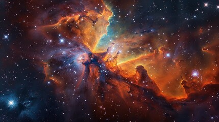 Wall Mural - stunning photograph of a nebula, showcasing a cosmic cloud of dust and gases where stars are born