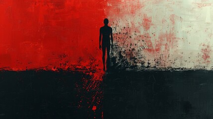 Wall Mural - a symbolic life and death abstract background, featuring a central figure that appears to be split i