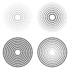 Wall Mural - abstract black concentric, hypnotic dotted line circle elements isolated on a transparent background