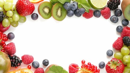 Wall Mural - fruits frame border isolated