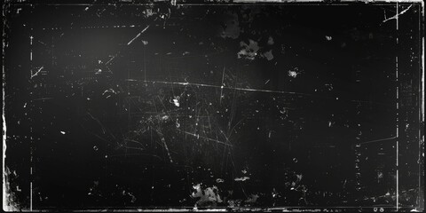 A black background with a thin white border, vintage distressed old photo light leaks film grain dust and scratches texture overlay with vignette border