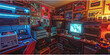 © Lila Patel - Vintage Retro Gaming Den: A cozy gaming area with nostalgic video game consoles, posters, and memorabilia