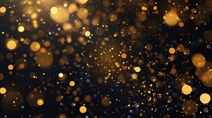 A rich black  background with golden sparkles, evoking a warm, inviting atmosphere. The golden sparkles add a touch of glamour and sophistication. 