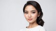 © Arceli - headshot of indonesian beautiful woman model on plain white background studio from Generative AI