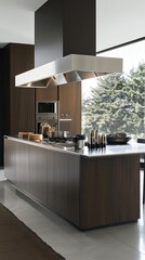 Wall Mural - a contemporary kitchen with clean lines, modern fixtures, and abundant natural light.