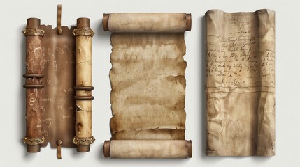 An old paper scroll or parchment is brought to life in a realistic 3D illustration