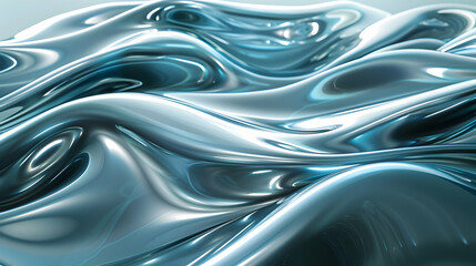 Wall Mural - Photo realistic abstract digital art of futuristic glossy waves symbolizing modern technology innovation in glossy concept