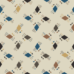 Textile motif seamless pattern. Abstract line shape geometric motif basic pattern continuous background. Man shirt all over print block. 