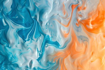 Wall Mural - Abstract background with orange, blue, and turquoise paint swirl
