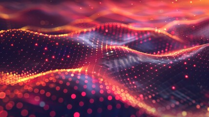 A wave of musical sounds. An abstract background with dots and lines intertwined.