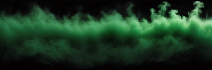 Wall Mural - green fog on plain black dark background from Generative AI