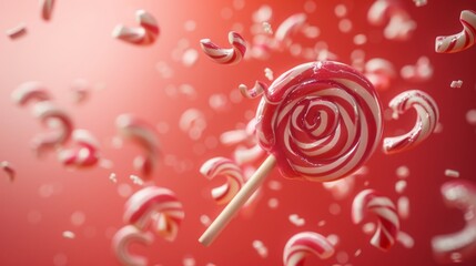 Wall Mural - Lollipop in a dreamy landscape for sweet and whimsical designs