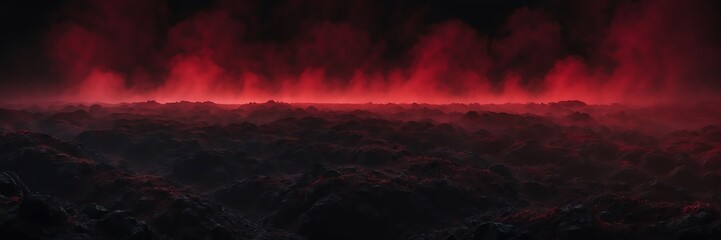 Wall Mural - red fog on plain black dark background from Generative AI