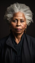 Wall Mural - Brown background sad black American independent powerful Woman. Portrait of older mid-aged person beautiful bad mood expression girl Isolated on Background racism skin color 