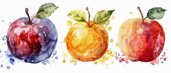 Wall Mural - Immerse yourself in the exotic allure of imbe fruit through this mesmerizing watercolor, capturing its sunny hues and delightful textures with every stroke of the brush.
