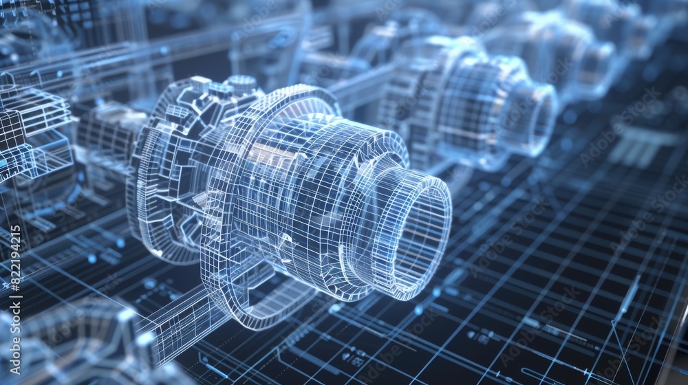 Cad Design Examples Tech A 3D model of abstract detail in CAD system interface. Design ...