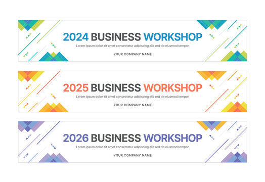 Set of business banner design templates in modern, abstract pattern style for schools, companies, workshops, events and presentations. 