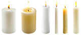 White candle isolated, PNG set