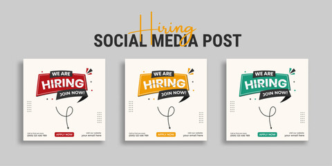 Wall Mural - We are hiring job vacancy social media post or square web banner template vector design	