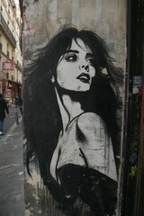 Wall Mural - Portrait of a woman painted on a wall