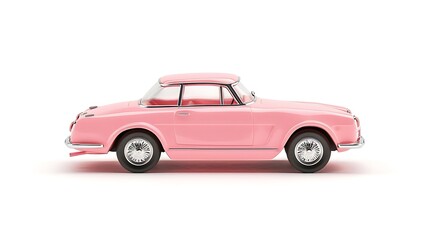 Naklejka na meble Pink retro car isolated on white background