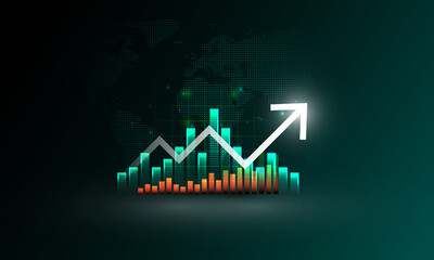 Wall Mural - Stock trading graph chart currency growth world economy