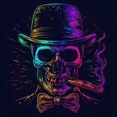 Wall Mural - smoking skull illustration for clothing design