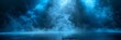 © Nice Seven - empty room with Dark blue background with smoke, empty stage for product presentation. Background of the floor studio room. empty dark stage dark blue abstract cement wall studio room with fog,