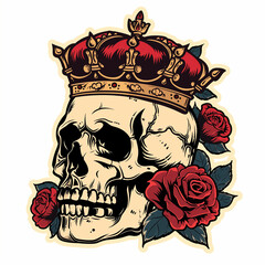 Wall Mural - illustration of a skull wearing a crown for clothing design