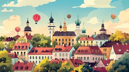 Wall Mural - Tallinn Estonia cartoon flat