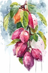 Wall Mural - Jambolan Fruit in Stunning Watercolor.