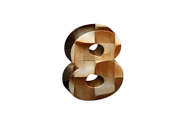 Wall Mural - 3d Wood Numbers, Alphabet Number Eight made of wood material, high-resolution image of 3d font, ready to use for graphic design purposes