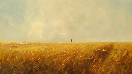 Wall Mural - Wheat field under a cloudy sky for nature or agriculture themed designs