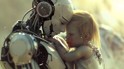 Humanoid Robot with Compassionate Expression Comforts Crying Child, Blurring Lines Between Human and Machine