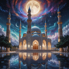 Wall Mural - blue mosque at night