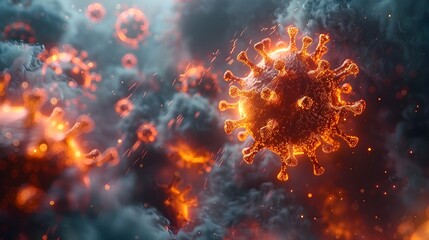 Poster - Intense Fiery Eruption of Blazing Molecular Particles Signifying Crisis and Danger