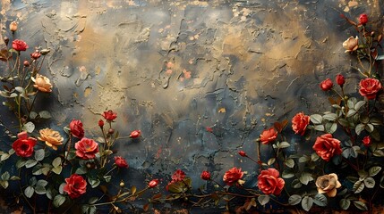 Poster - Lush Red Roses Blooming in a Vibrant Natural Garden Setting