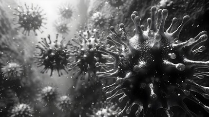 Leinwandbilder - Microscopic Masterpiece Captivating Patterns and Structures of Viral Cells and Molecules
