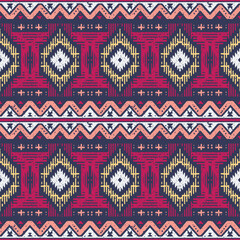 Wall Mural - Ethnic abstract ikat art. Seamless pattern in tribal, folk embroidery, and Mexican style. Aztec geometric art ornament print.Design for carpet, wallpaper, clothing, wrapping, fabric, cover, textile