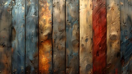 Poster - Rustic Wood Plank Texture with Weathered Vintage Grain
