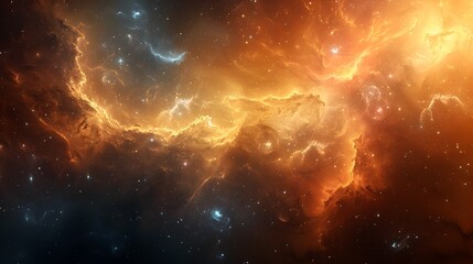 Poster - Vibrant Cosmic Inferno Captivating Celestial Formations in Fiery Hues