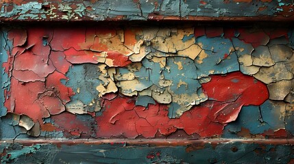 Aufkleber - Weathered and Distressed Painted Wood Surface with Cracked and Peeling Texture