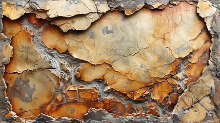 Poster - Weathered and Time Worn Textured Wall Background with Peeling Paint and Rusty Tones
