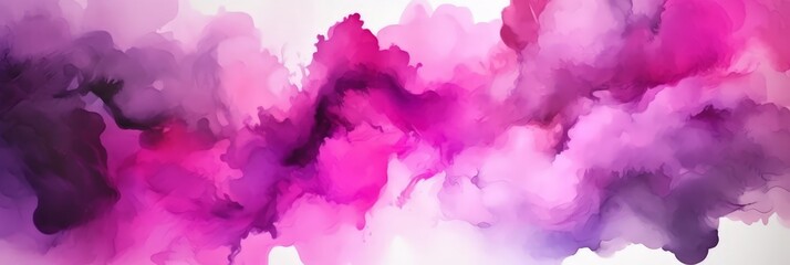 Wall Mural - pink  purple  watercolor texture background,  pink smoke cloud wave painting,  pink purple splash art ink paint banner,