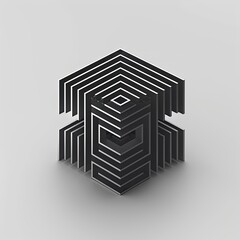 Wall Mural - a logo that is made of just black lines on a white background that shows multidimentional intersecting planes