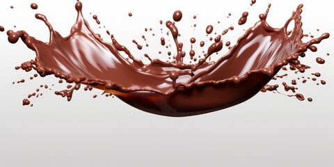 Wall Mural - chocolate splash on white background, liquid drink splash