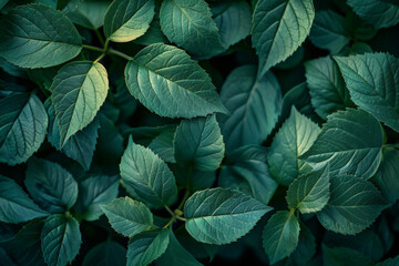 Wall Mural - Lush Green Leaves Close Up Nature, Botany, Foliage, Natural Background, Outdoor Beauty