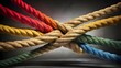 © Jaam - Team rope diverse strength connect partnership together teamwork unity communicate support. Strong diverse network rope team concept integrate braid color background cooperation empower power.